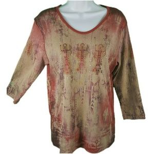 Cactus Bay Apparel Women's M Aztec Rhinestones 3/4